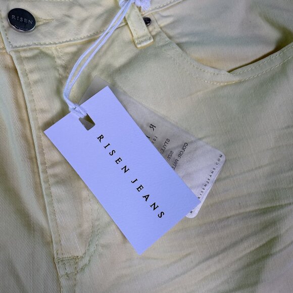 Risen Womens Raw Hem Wide Leg Jeans Yellow Sz 11 30 RDP5383 High Rise 32X32 E572 - Picture 4 of 16